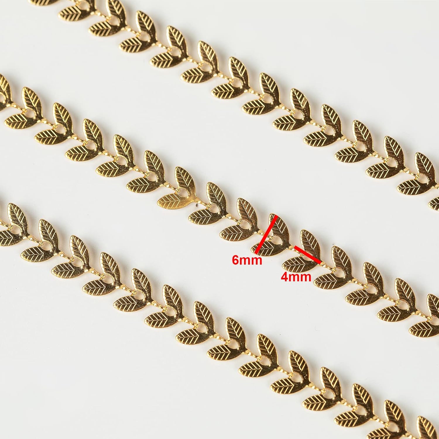 UMAOKANG 16.4 Feet Gold Plated Stainless Steel Link Chain Hollow Leaf Cable Necklace Chains Bulk with Spool for Women Jewelry Making DIY Bracelets Accessories
