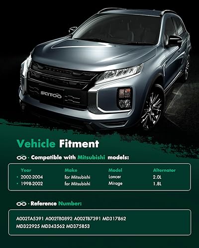 Miniatura 6 de SCITOO Alternadores 13787 para Mitsubishi Mirage 1.8L 1998-2002 Lancer 2.0L 2002-2004 90A12V CW MD317862