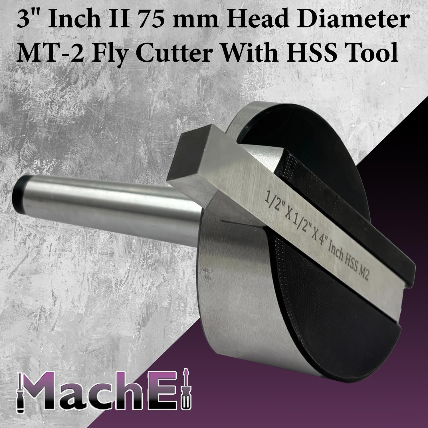 MachEl 3-Inch (75mm) Fly Cutter with HSS Tool – 2MT Shank (M10 x 1.5 mm Thread) for Milling & Lathe Machines