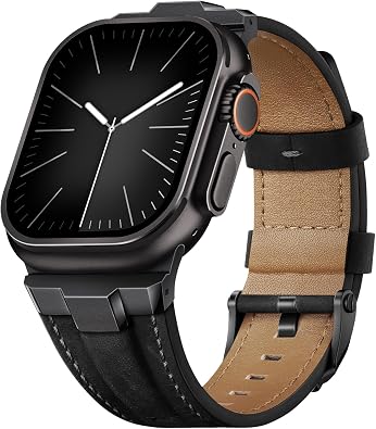 حزام جلدي مناسب ومتوافق مع Apple Watch Ultra Band 49 مم 46 مم 45 مم 44 مم 42 مم 41 مم 40 مم، حزام جلدي أصلي بديل لسلسلة iWatch 11 10 9 8 7 6 5 4 3 2 1، SE 3 2 1، Ultra 3 2 1