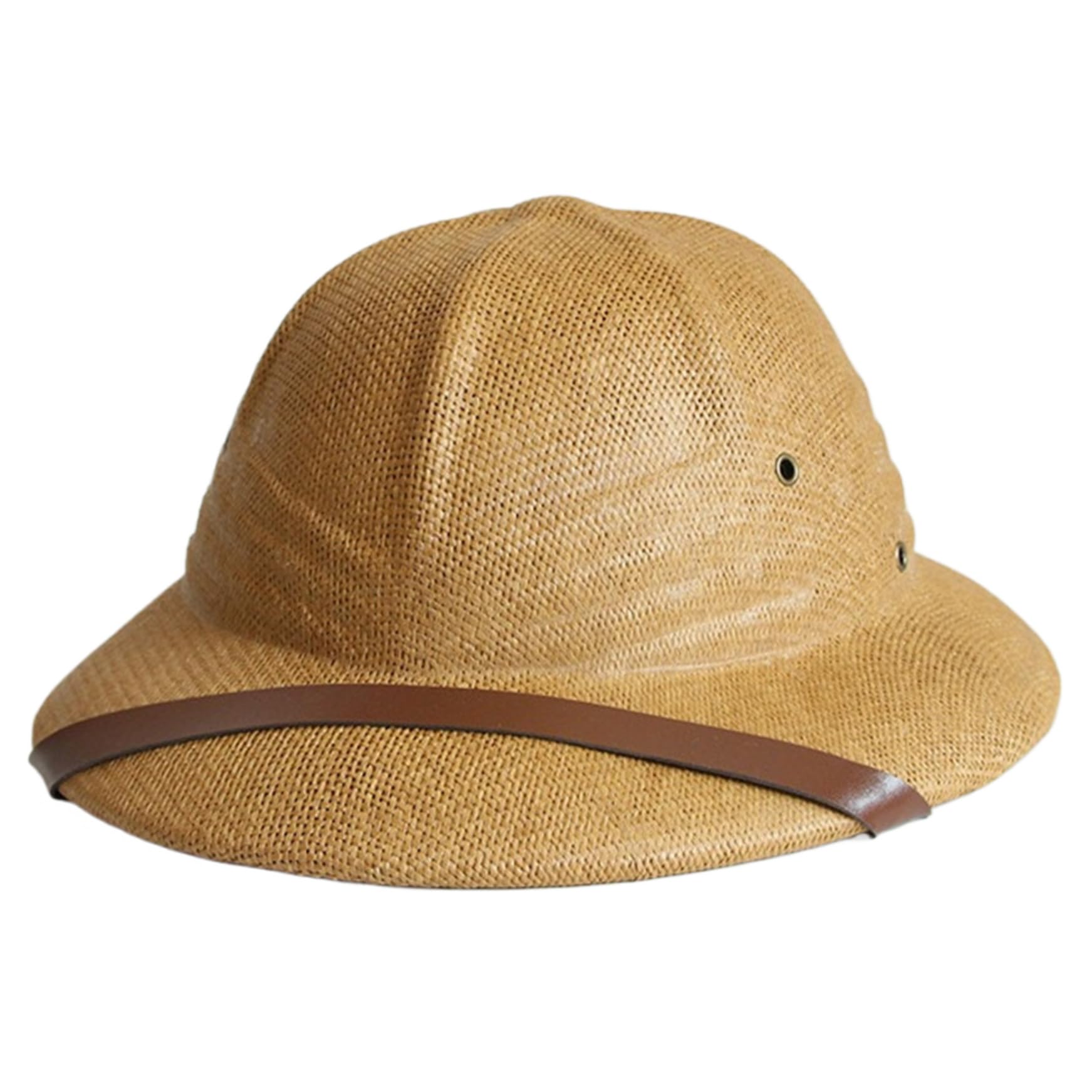 Pith Helmet,Hat, Adjustable Anti-bugs Pith Helmet, Portable Pith Helmets for Men, One Size Sun Hats, Explorer Light Coffee