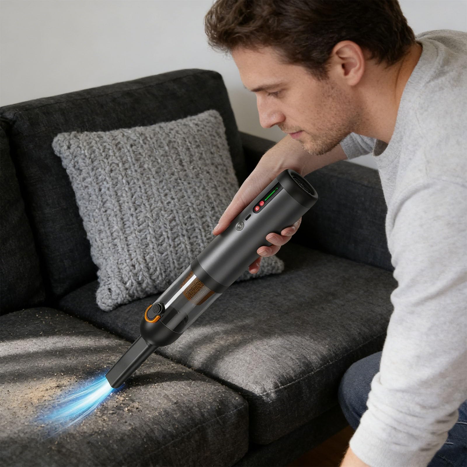 Genérico Aspiradora De Mano Multifuncional 4 En 1, Carga Rápida Tipo C, Potencia De Succión De 120 W + 19 Kpa, para Limpiar Alfombras, Muebles Y Mesas