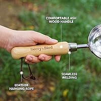 Vista 4 de Pala de mano para jardín de Berry&Bird, acero inoxidable, resistente, para mujeres, herramienta de jardinería con mango ergonómico y cabeza de metal