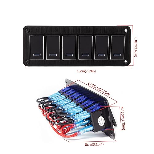 Miniatura 6 de Panel de interruptor de palanca impermeable de 6 cuadras, panel de interruptor de palanca impermeable de 6 cuadras, DC12V a 24V 3PIN luz de fondo