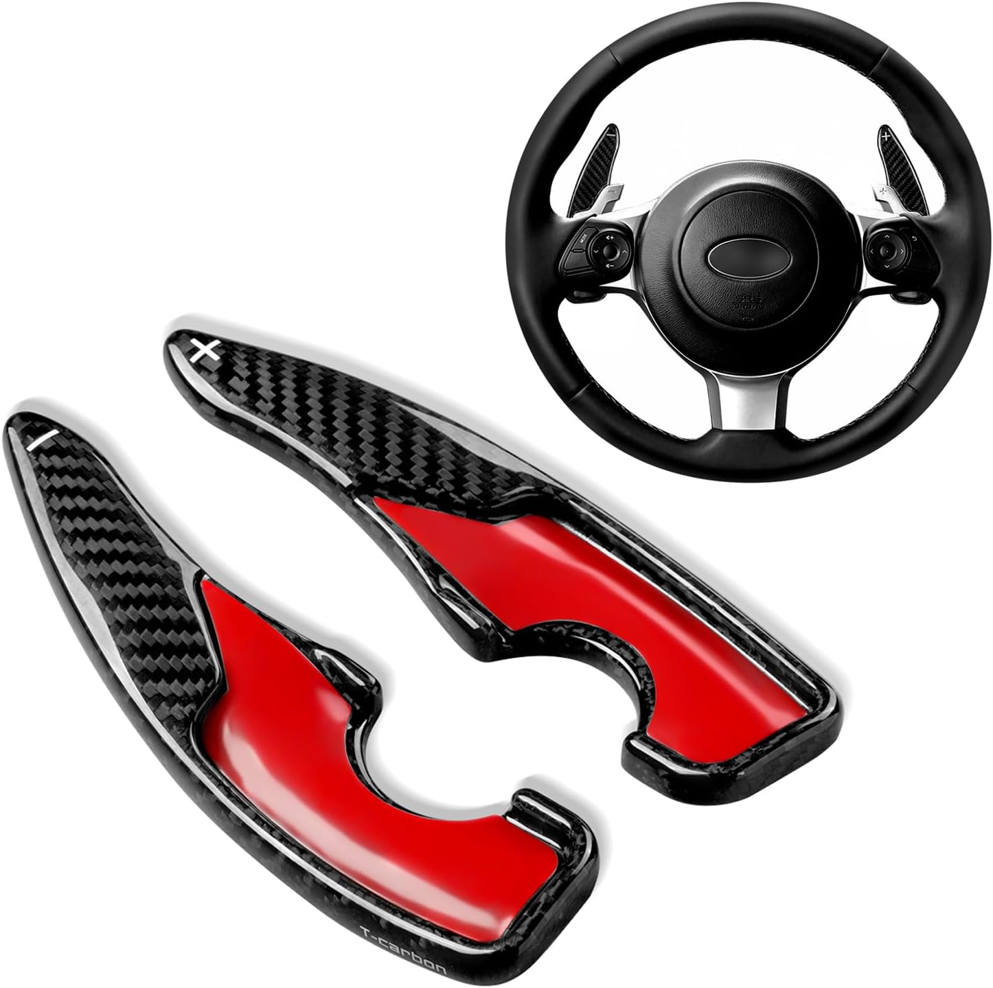 T-carbon Steering Wheel Paddle Shifter Extensions Compatible with Subaru BRZ 2017-2023;Real Carbon Fiber Shifter Paddle Cover Trims Fits Toyota 86 GT GR86 2022-2025 Gear Shift Accessories