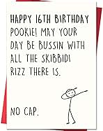 IDU Funny 16th Birthday Card for Boys Girls,Sweet 16 Birthday Card Gifts for Him Her,Happy 16 Year Old Birthday Gifts & Decorations for Son Daughter Teenagers with Gen Z Slang Meme-Inspired Design