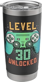 Level 30 Unlocked 30th Birthday Gamer Gifts 30 Year Old Male Stainless Steel Insulated Tumbler