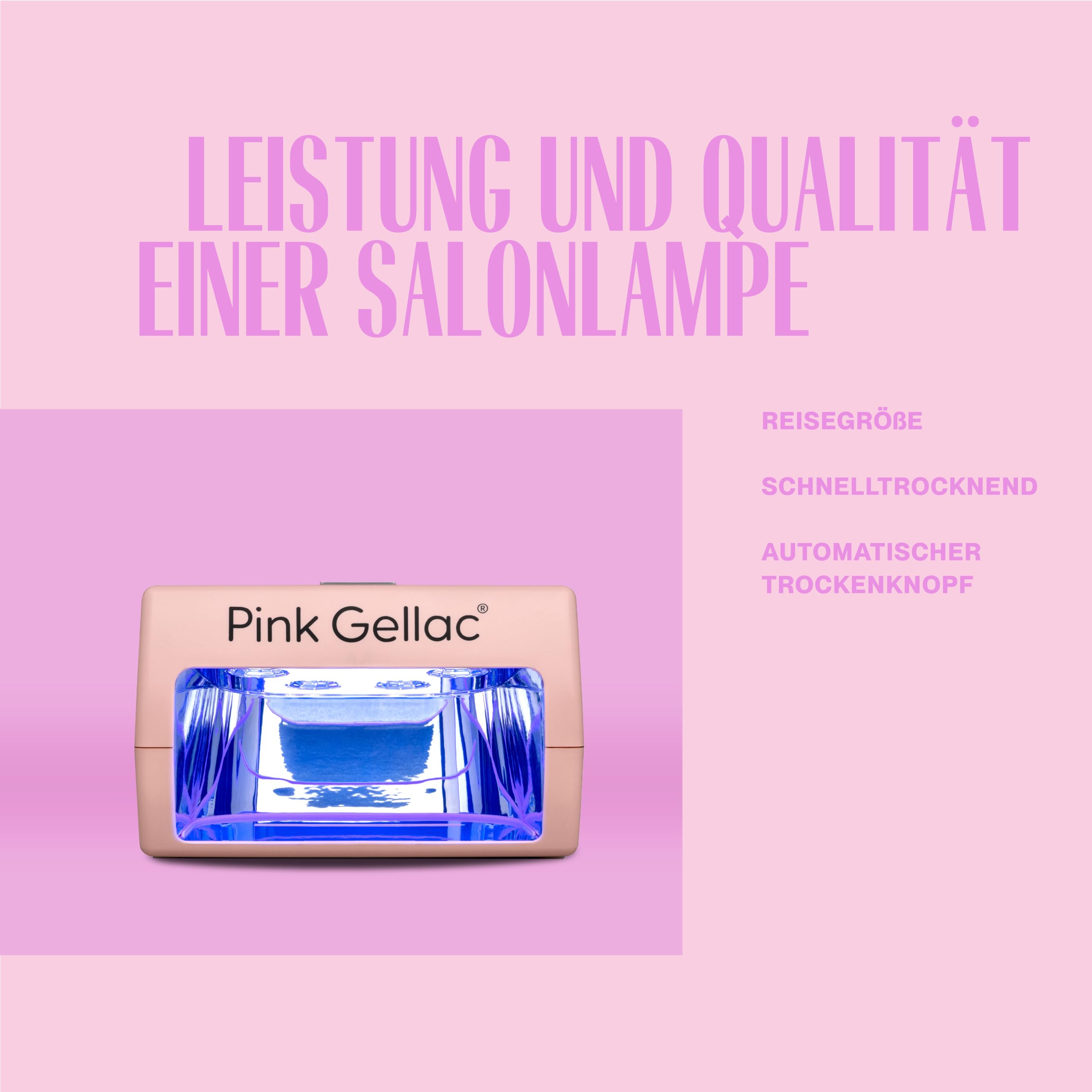 Pink Gellac Gel Nägel Set - UV Gelnägel Starterset mit Peel Off Base Coat, Mini UV Lampe, 1x Rosa Farbe 15 ml, Top Coat Gel, Entferner & Cleaner - Nägel Selber Machen in Salonqualität