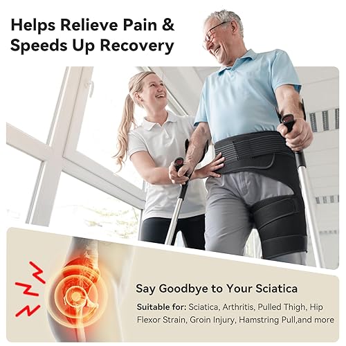 Miniatura 2 de Hip Brace for Women & Men, Sciatica Pain Relief Devices, Adjustable Compression Wrap Support for Arthritis, Pulled Thigh, Hip Fleхоr Strain, Groin