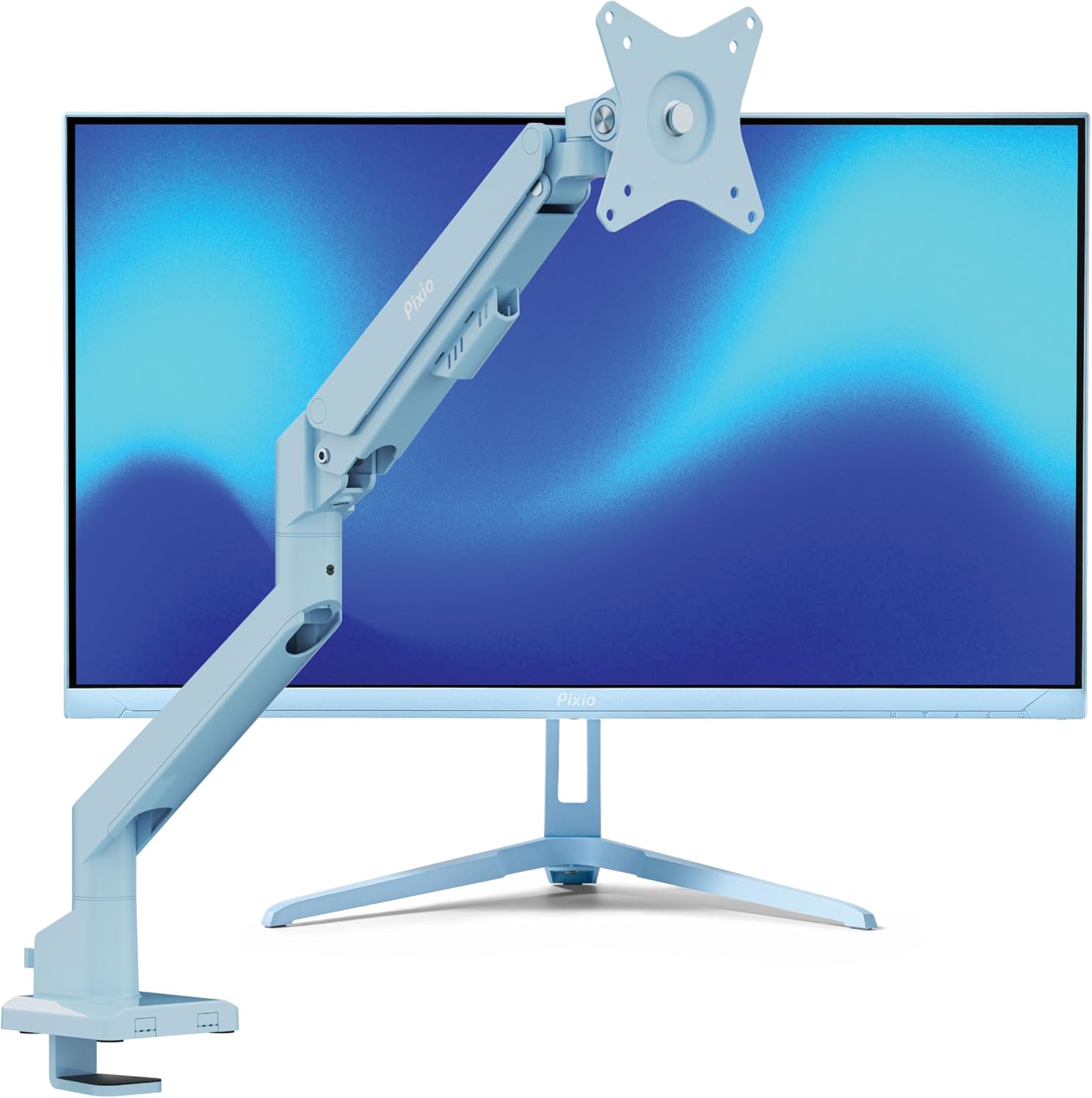 Pixio PX246 Wave Blue 24 inch 120Hz Refresh Rate FHD 1080p Resolution IPS Panel 4ms GTG Response Time Gaming Monitor and PS1S Wave Blue Single Monitor Arm product image