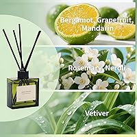 Vista 2 de Reed Diffuser, 4 oz Citrus Grove Scent Diffuser with 10 Sticks, 90 Days Long Lasting Reed diffusers for Home, Elegant Fragrance for Bathroom Bedroom