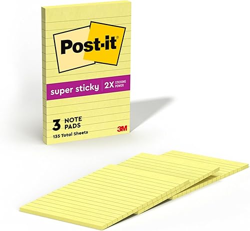 Notas con pegamento Post-it Recycled de 4 x 6 pulg Colección Bali 4 padspaquetes 45 hojas 4621-SSNRP Amarillo canario