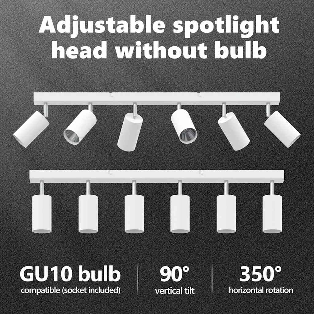 vidaXL Foco de techo con focos Blanco 73 x 6 x 16 cm Metal | Tiene 6 luces ajustables para que las uses como quieras, Diseñado para ahorrar energía sin perder brillo,