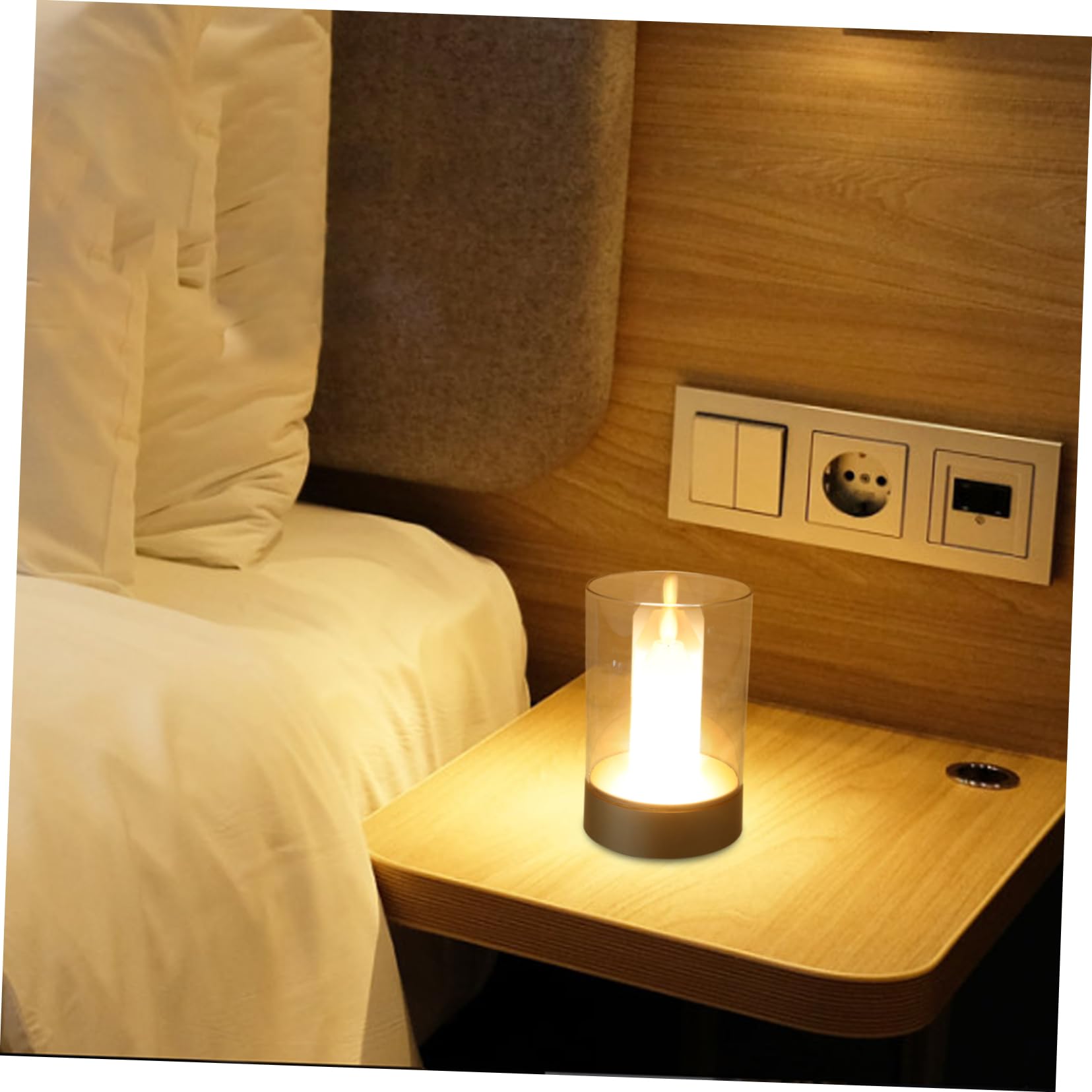 LALAFINA Luce Notturna a Candela LED in Vetro, Effetto Decorativo Elegante