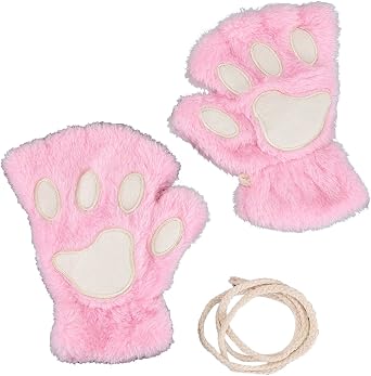 Cat Claw Bear Paw Fingerless Cosplay Faux Fur Plush Plush Lion Gloves Winter for Women
