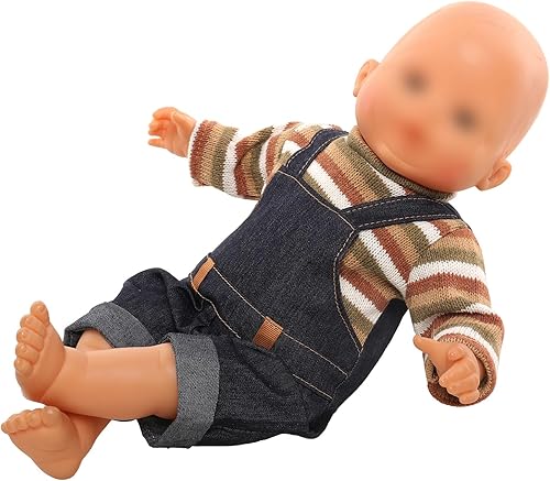 Miniatura 6 de Miunana Vestido de muñeca de bebé de 14 a 17 pulgadas con mochila de oso apto para muñeca de bebé de 13.8-17.7 in vestido de una pieza