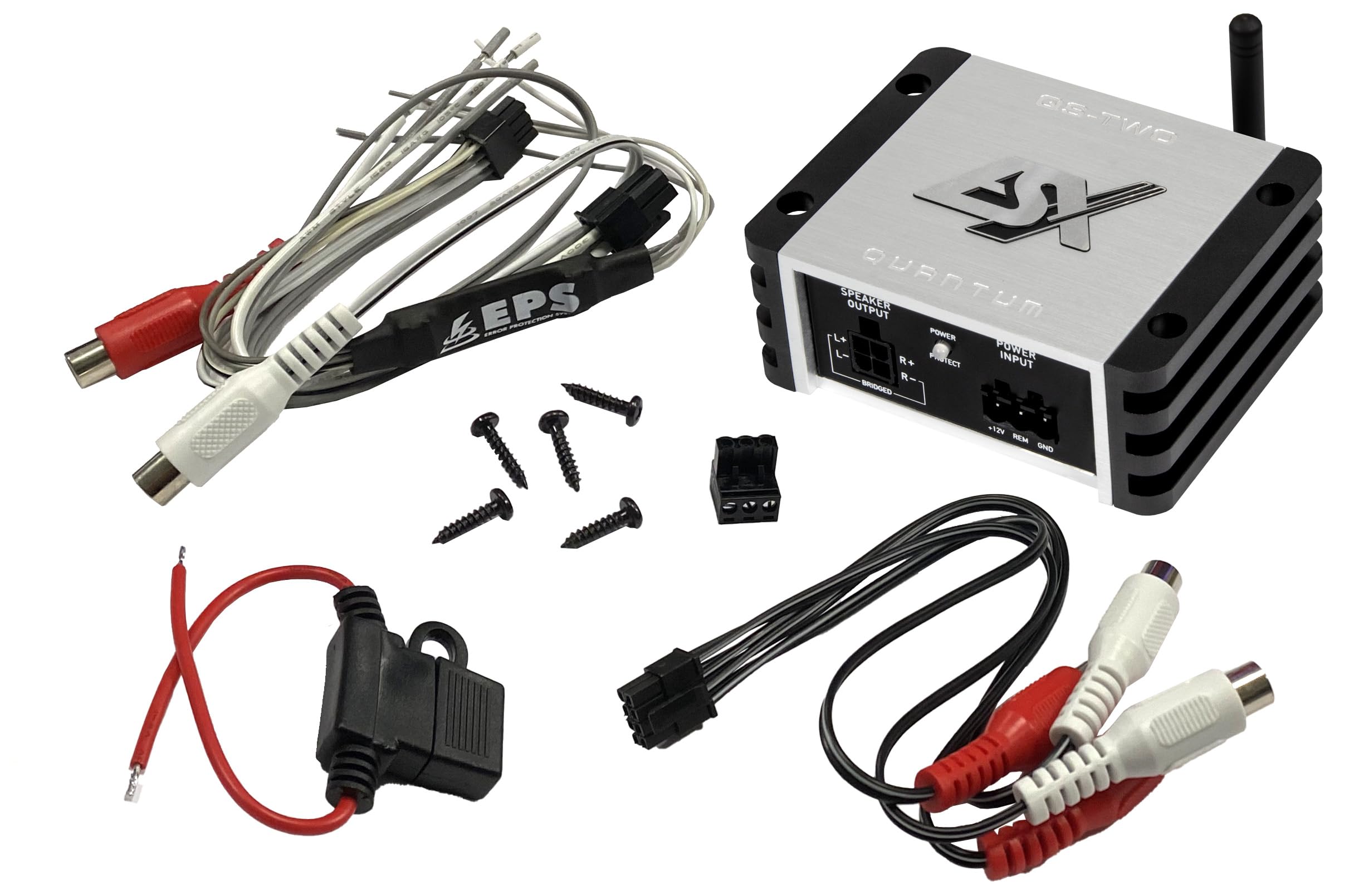 ESX QUANTUM QS-TWO-BT | 2-Kanal Class D Mini-Verstärker mit integriertem Bluetooth für Audiostreaming |190 W RMS | QUANTUM-SERIE