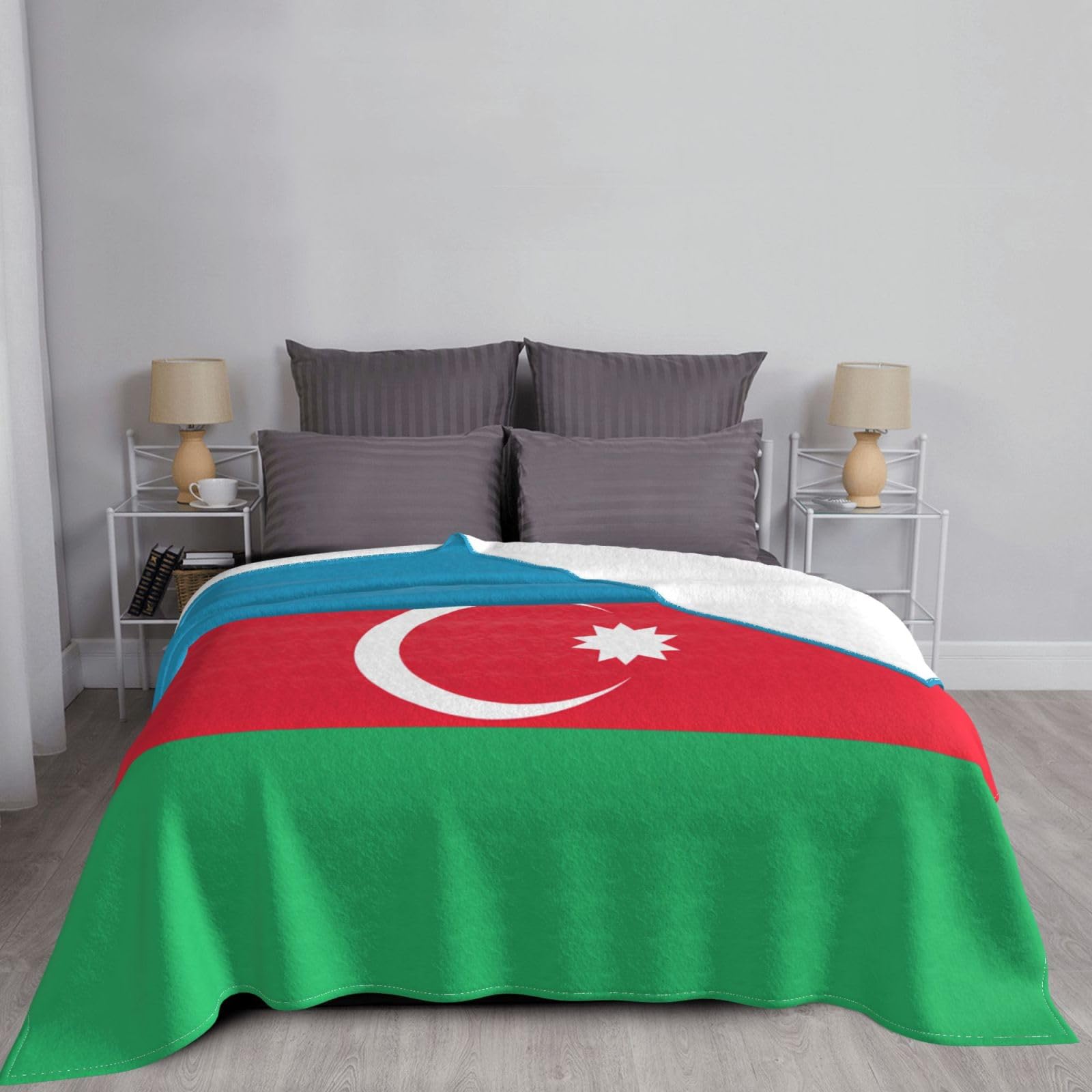 Manta de viaje portátil de 80 x 60 pulgadas, suave, resistente a las arrugas, plegable, exquisita bandera de Azerbaiyán