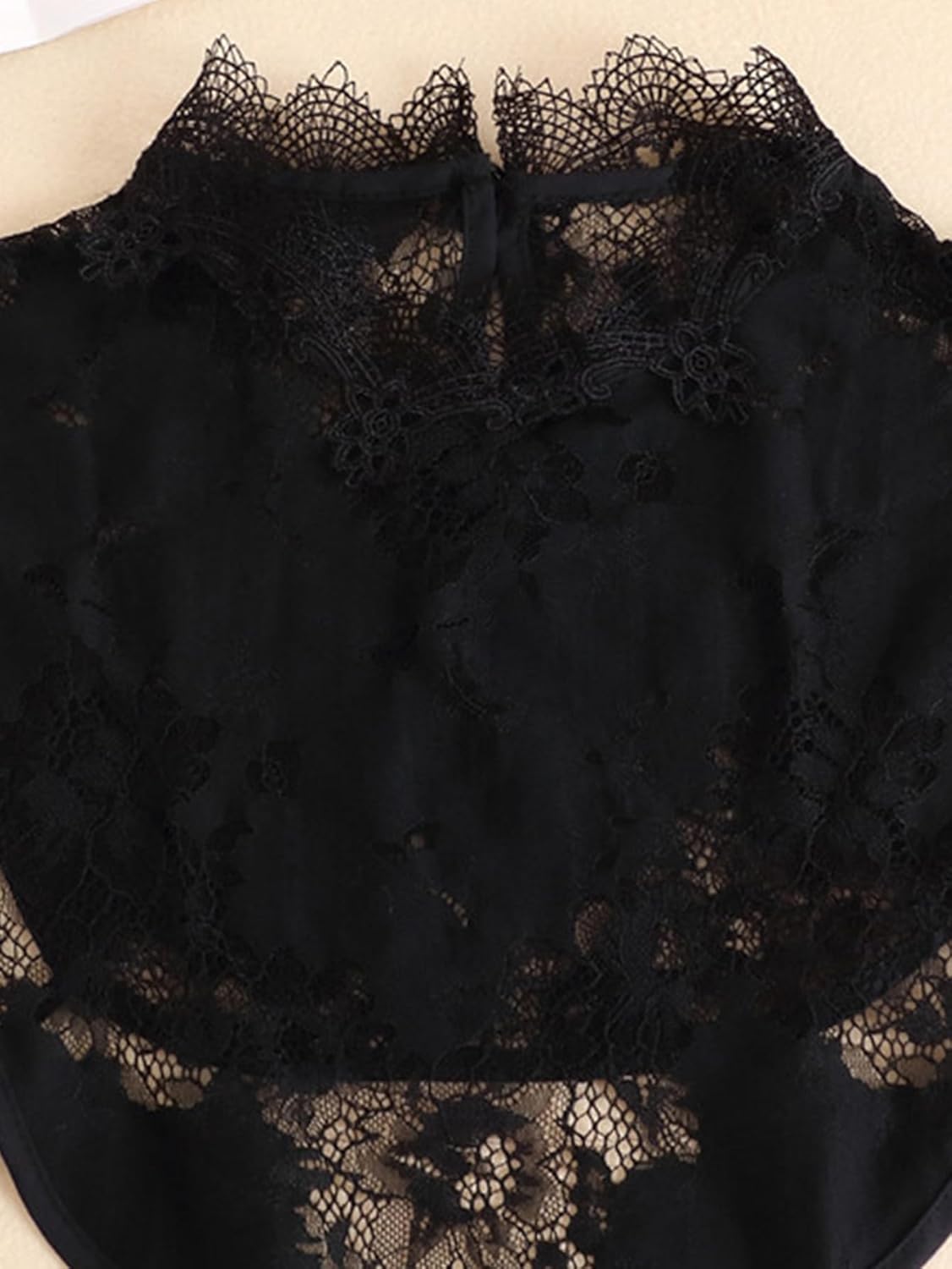 Detachable Lace Dickey Collar Shirt – Elegant Faux Collar with Floral Lace Trim Cleavage Cover up for Low Neckline - Image 4