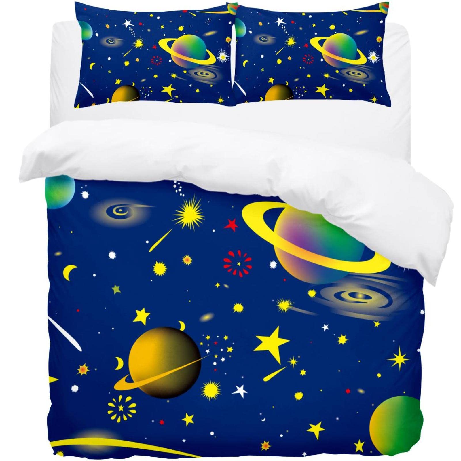 Parure de lit Supersoft Collection Space Planet avec housse de couette et taies d'oreiller