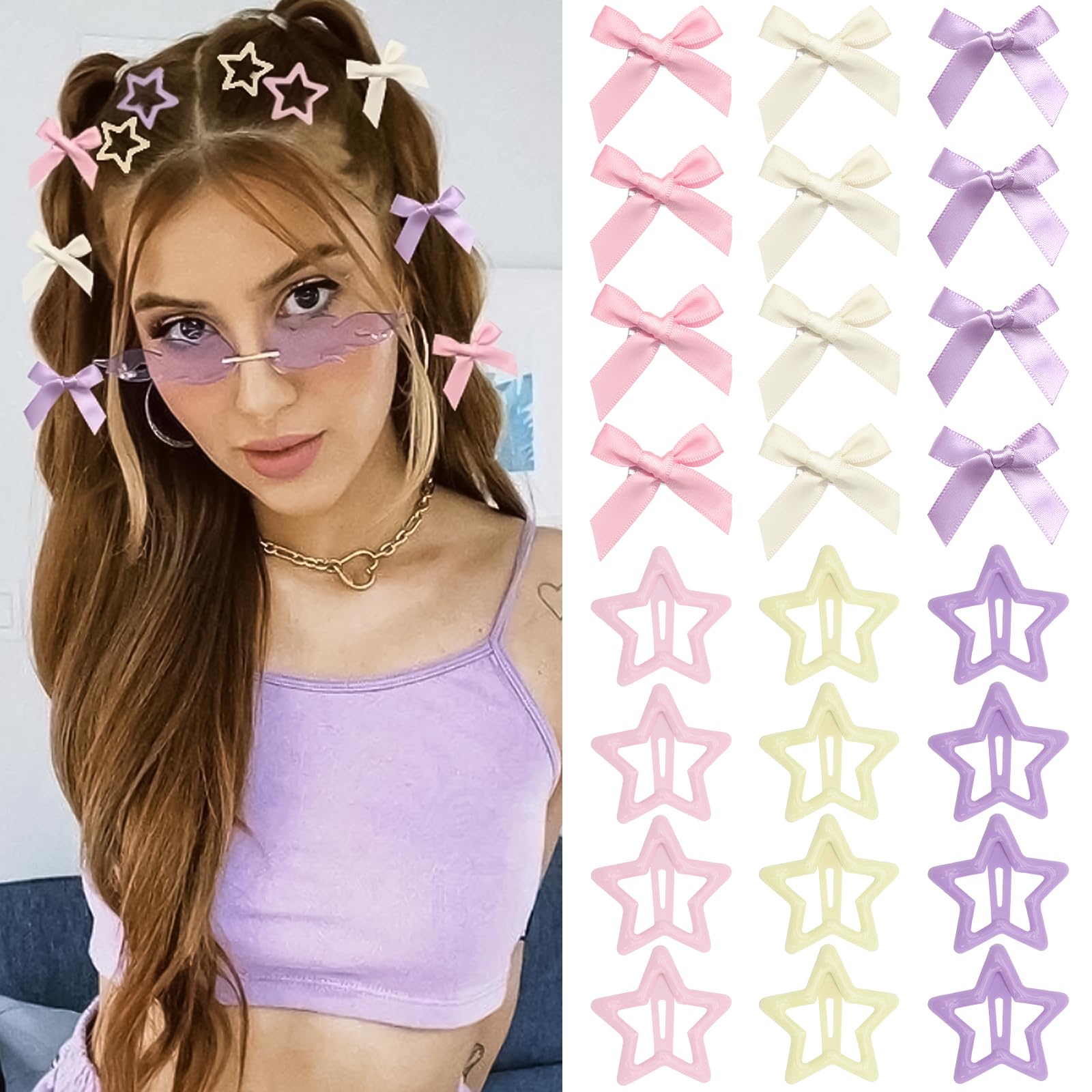 Pinzas para el pelo con lazo rosa antideslizantes para evitar mechones sueltos en niñas 8