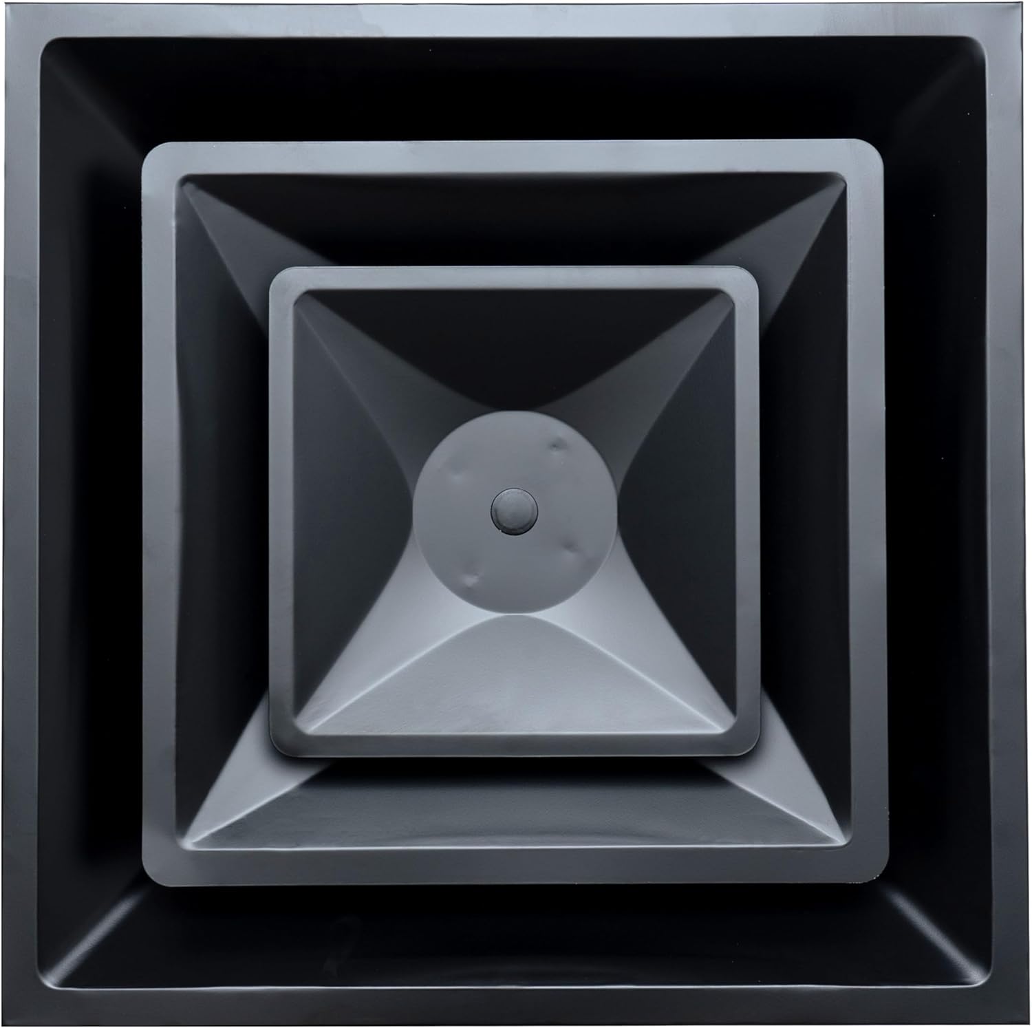 Fits 24x24 Steel T-Bar Drop Ceiling Grid | 2x2 Feet Lay in Steel Air Supply Diffuser with Round 8" [Neck Size] by Handua | 2 Cone | Drop Celing Vent | Black | Outer Dimension: 23-3/4" x 23-3/4"