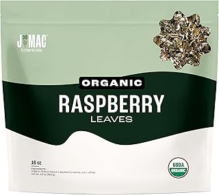 J Mac Botanicals, Organic Red Raspberry Leaf, Herbal tea (16 ounce bag 200+ cups) cut & sifted dried leaf