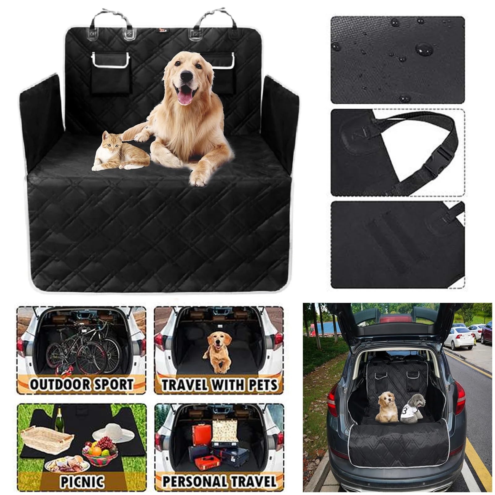 Alfombrilla Maletero Coche Funda para Asiento Trasero con Hamaca para Perro, Compatible BMW X3, X5, E53, E70, G05, F15, X6, X7 y G07
