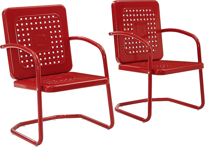 Crosley Furniture Bates 2-Piece Retro Metal Outdoor Patio Chair Set