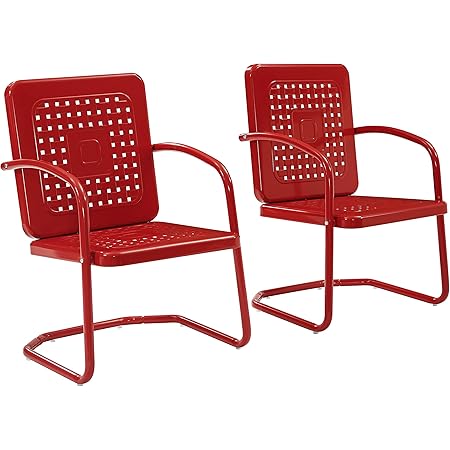 Crosley Furniture Bates Retro Metal Outdoor Loveseat Glider (CO1024-TU) and Arm Chair Set (CO1025-TU), Turquoise Gloss