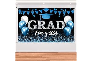 2024 Graduate Banner: Blue & Black Party Backdrop for Grad