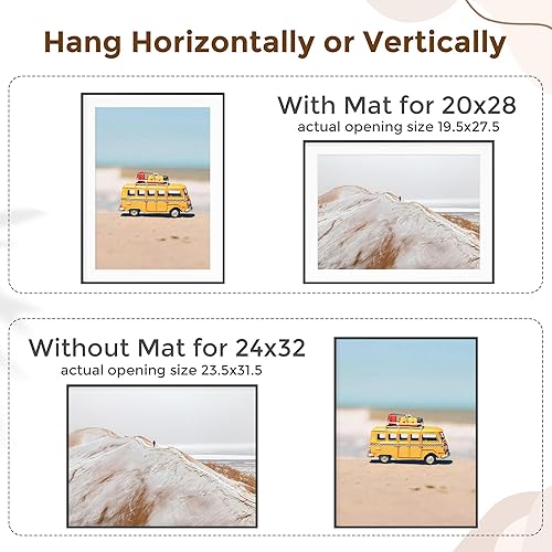 Miniatura 571 de Fun Memories Portarretratos de metal de 16 x 20 pulgadas con paspartú de 11 x 14 pulgadas, acabado de aluminio cepillado, parte delantera de vidrio