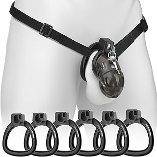 Male Chastity Cage, Large Soft Silicone Cock Cage Lightweight with 6 Sizes Rings and Invisible Lock for Man Penis Exercise, Perfect for Long-Term Wear, Erection Control & Bondage Play