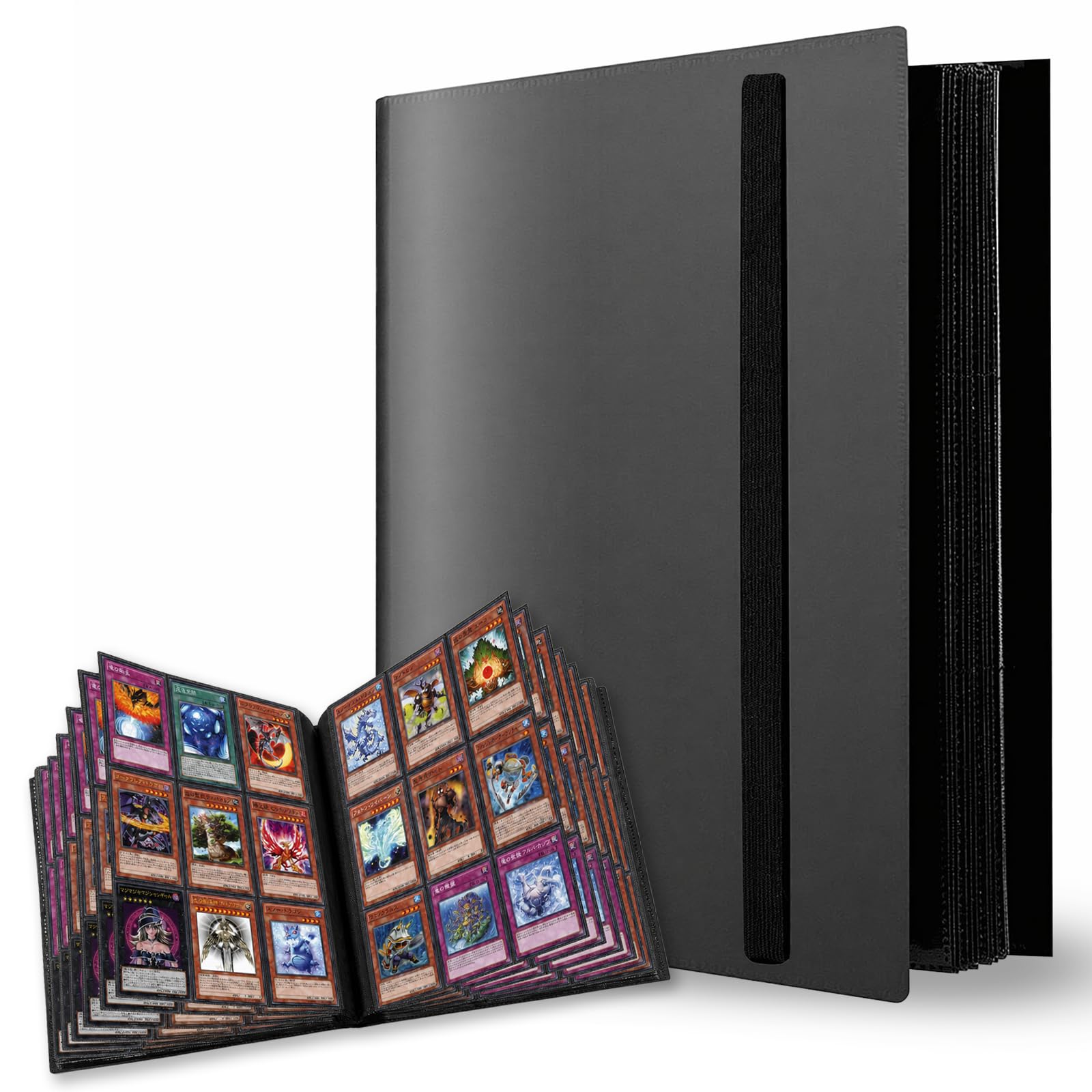 Classeur pour cartes à collectionner avec 9 poches, capacité de 360°, pochettes non amovibles, matériau PP durable pour cartes à collectionner de taille standard, cartes de sport TCG, noir Classeur pour cartes à collectionner avec 9 poches, capacité de 360°, pochettes non amovibles, matériau PP durable pour cartes à collectionner de taille standard, cartes de sport TCG, noir