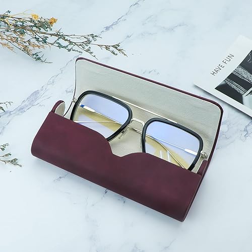 Miniatura 5 de Estuche rígido de cuero portátil unisex resistente a la compresión, funda protectora para gafas de sol