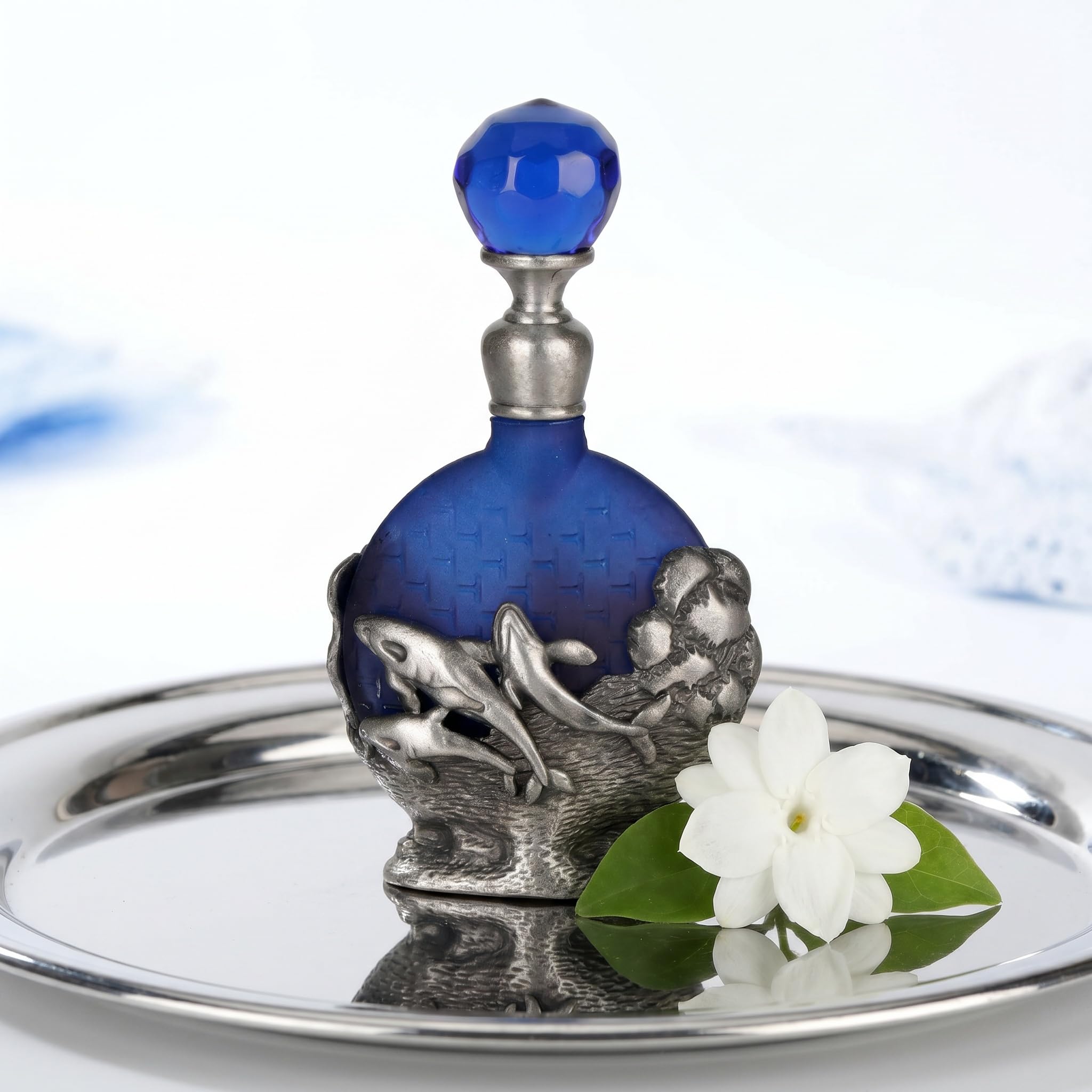 Amazon.com: Blue Frosted Glass Refillable Perfume Scent Bottle