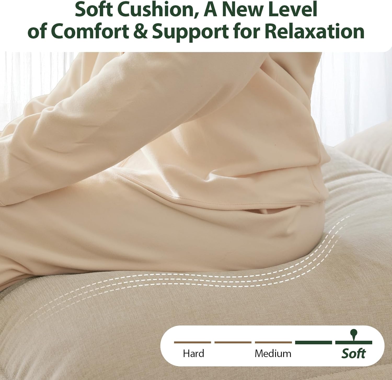 Cloud Couch Sectional for Living Room L Shaped Couch Modular Sectional Sofa Chenille Fabric for Apartment Ivory Beige