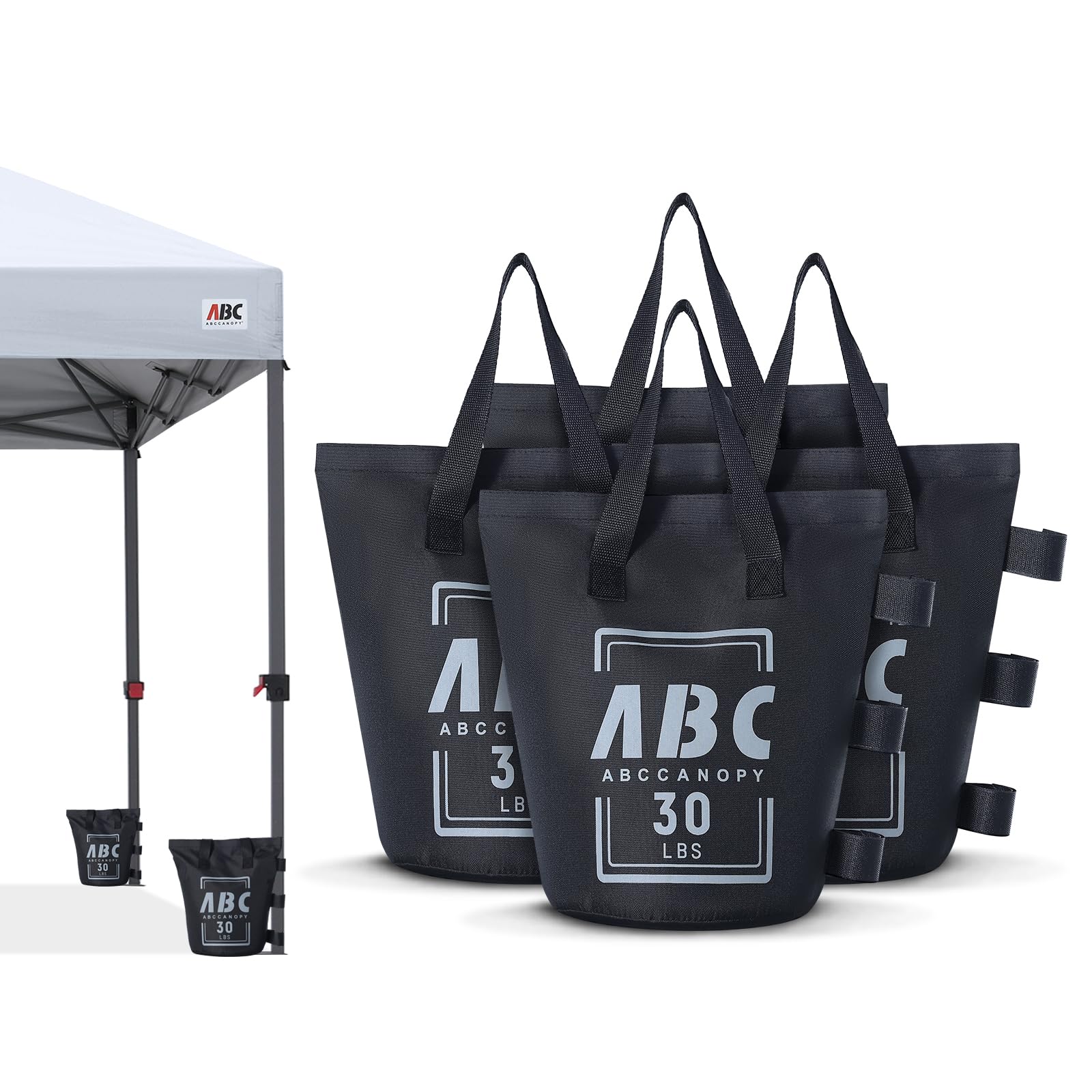 ABCCANOPY - Juego de 4 Pesas para toldo, Bolsas de Arena para Tienda de campaña, Bolsas de Peso para cenador al Aire Libre, trampolín, pérgola (sin Arena)