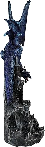 Miniatura 7 de Ebros Gift Gran dragón elemental de agua azul guardián acual en castillo de las montañas rocosas estatua decorativa con luz nocturna LED que cambia