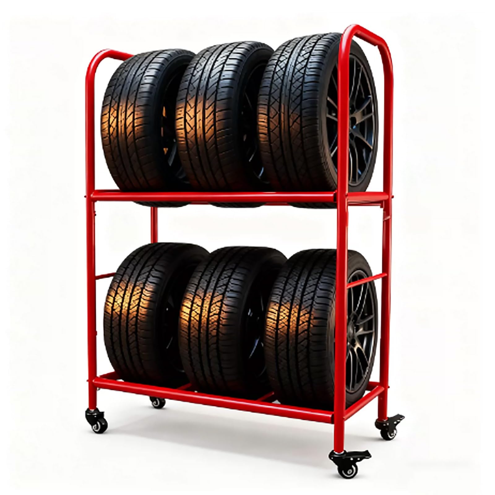 AKFNCJE 2-Tier Adjustable Tire Storage Cart With Wheels