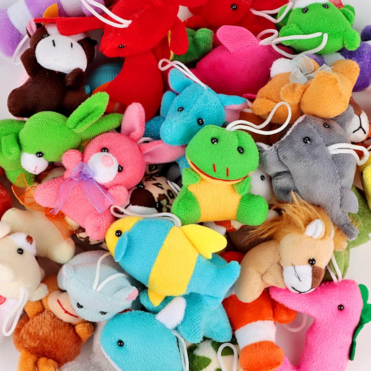 Aitbay 40 Pack Mini Plush Animals Toys Set Cute Small Stuffed Animal Bulk Keychain for Party Favors - Goodie Bag Fillers Carnival Prizes for Kids Prize Box Toy Assortment for Classroom Rewards