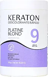 Keraton, Descolorante rápido em pó, Platine Blond, Perfumado, Com Cistína Vegetal, 300g, Lilás