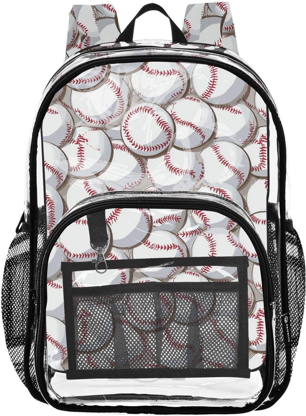 Baseball Pattern Clear Backpack for Boys Girls PVC Transparent School Bookbag Large Capacity Clear Bag for Student Work Travel