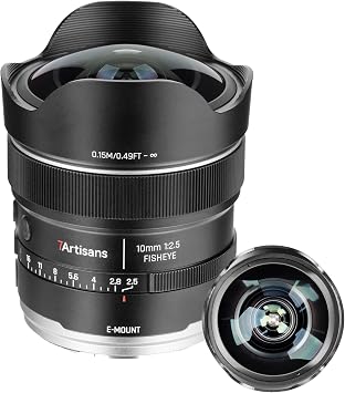 7artisans AF 10mm F2.5 Autofocus Fisheye Lens,185 Ultra-Wide for Sony E