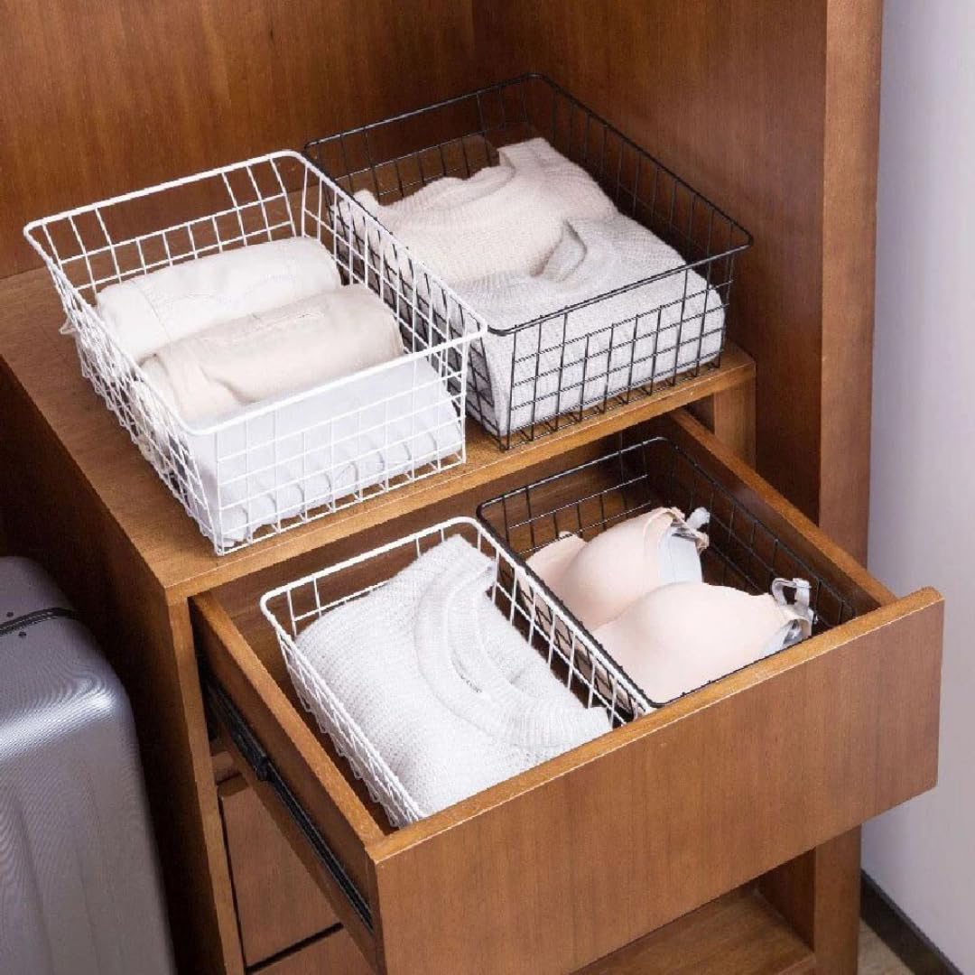 PARENCE Cestino portaoggetti metallo Organizer rettangolare 28x22x12,5 cm Contenitore multiuso finitura opaca