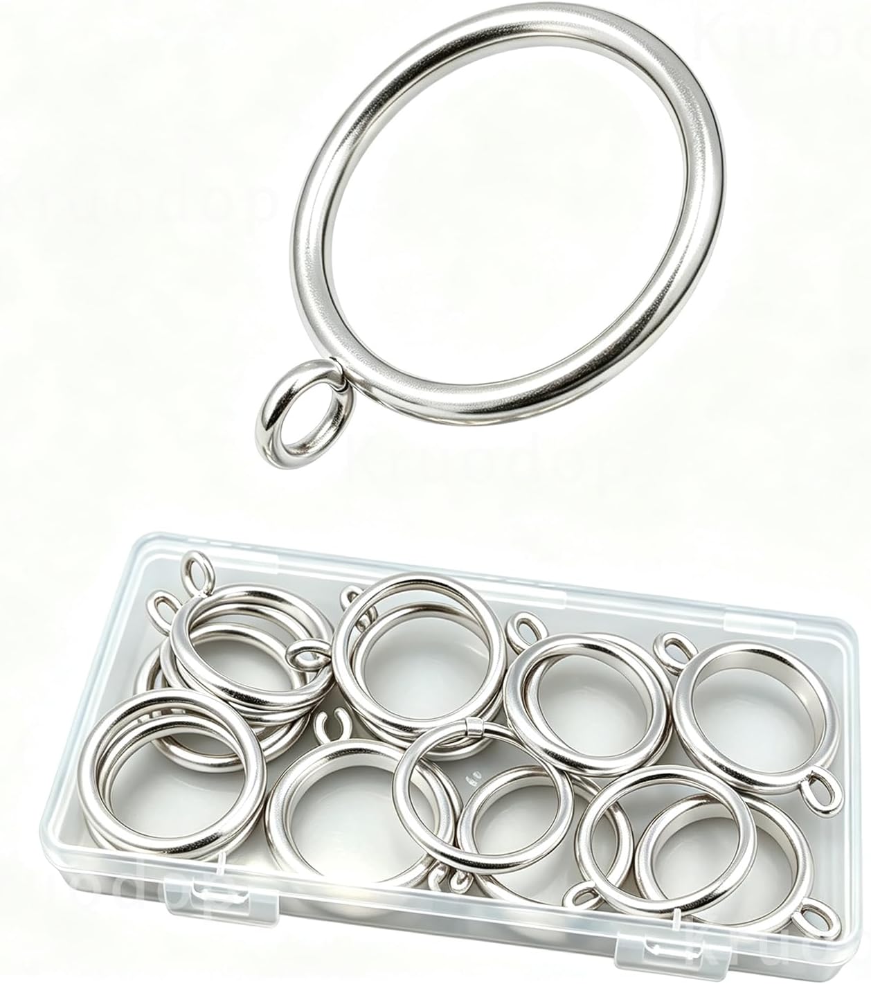 20 Pack Curtain Rings with Eyelets, Metal Drapery Rings for Curtains, Drape Ring 1.5 Inch I D, Fits Up to 1.25 Inch Rod(Black)