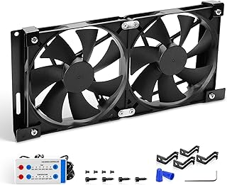12V RV Fridge Vent Cooling Fan 5.5" (140mm), Adjustable Speed & Temp Control, Remote (Auto/Manual) RV Refrigerator Fan Custom Mounts for RV Side Vents
