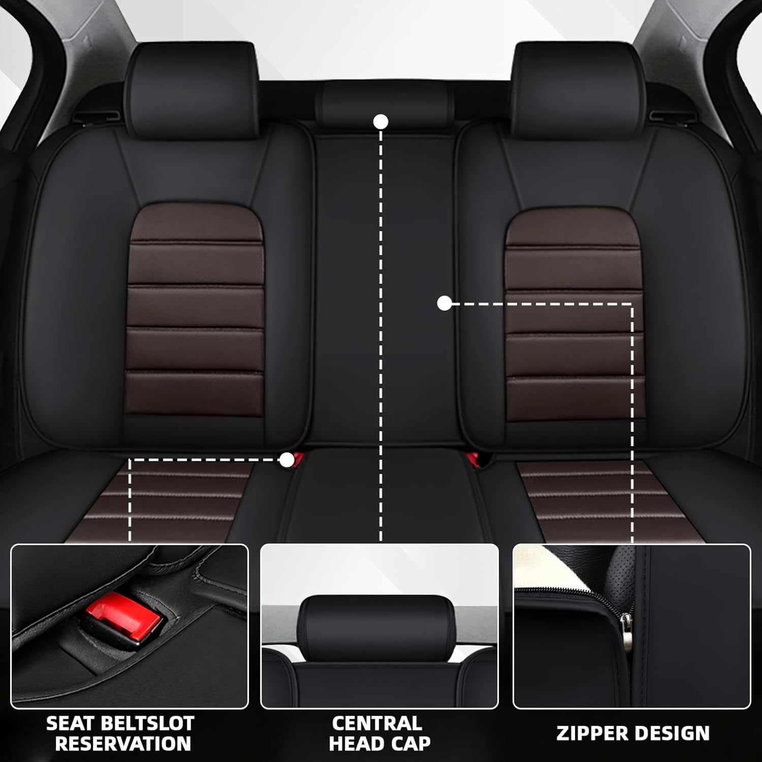 Car Seat Cover Fit for GMC Sierra 1500 2000-2025,Compatible Airbag Non-Slip Waterproof Seat Cover,Car Seat Protector Premium Interior (Standard 5 Seats,Black Coffee)