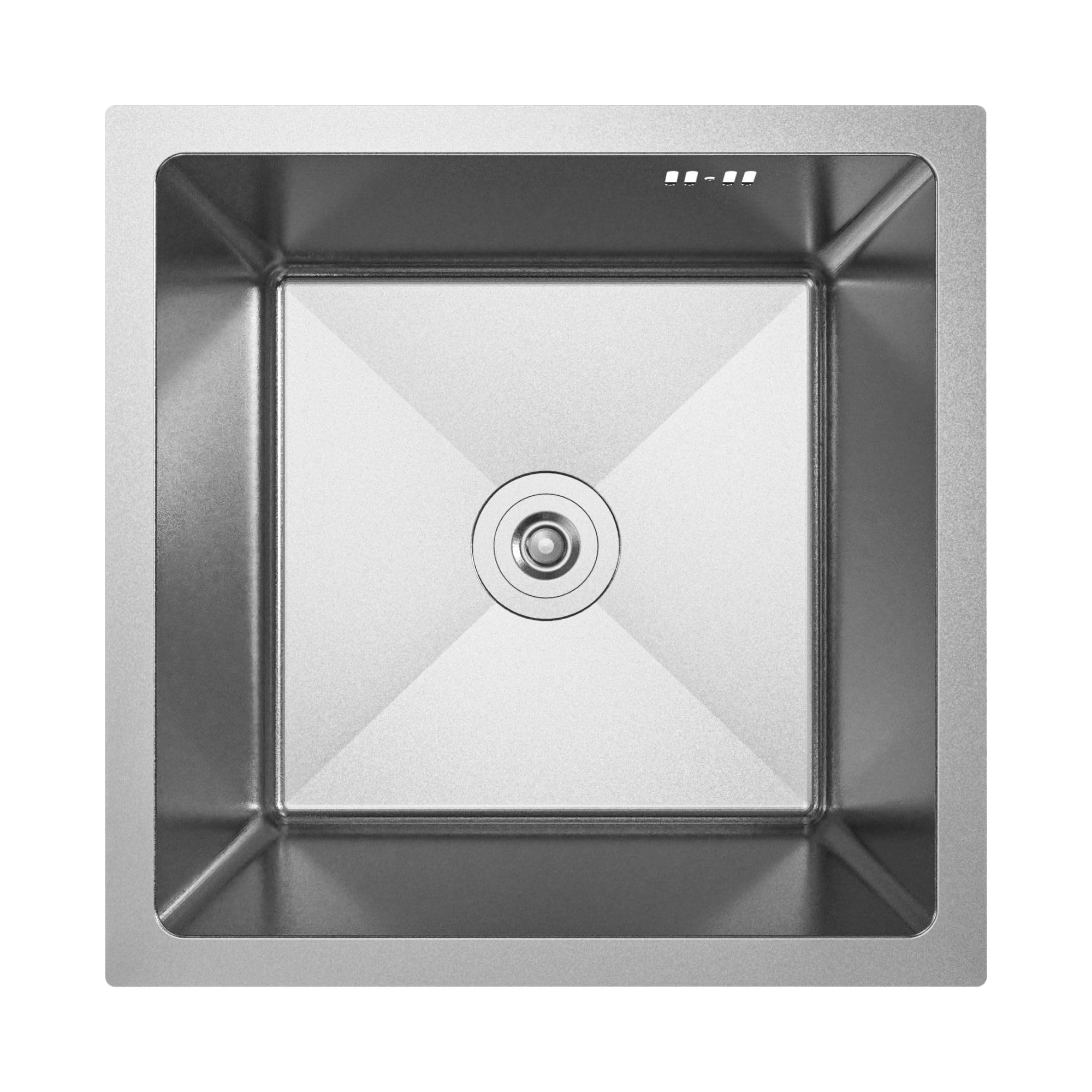 ANW HOME Single Bowl Kitchen Sink, Inset or Undermount Sink, 304 Stainless Steel, 44x44 cm, Silver Nano-Coating, Thickness 3.0+1 mm, 22 cm Deep, with Siphon โ image 1