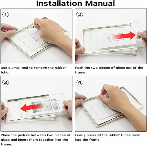 Miniatura 6 de Qiannhee Juego de 2 marcos flotantes de 8 x 10 pulgadas, con capacidad para fotos de 8 x 10 pulgadas, 6 x 8 pulgadas, 5 x 7 pulgadas para mesa,